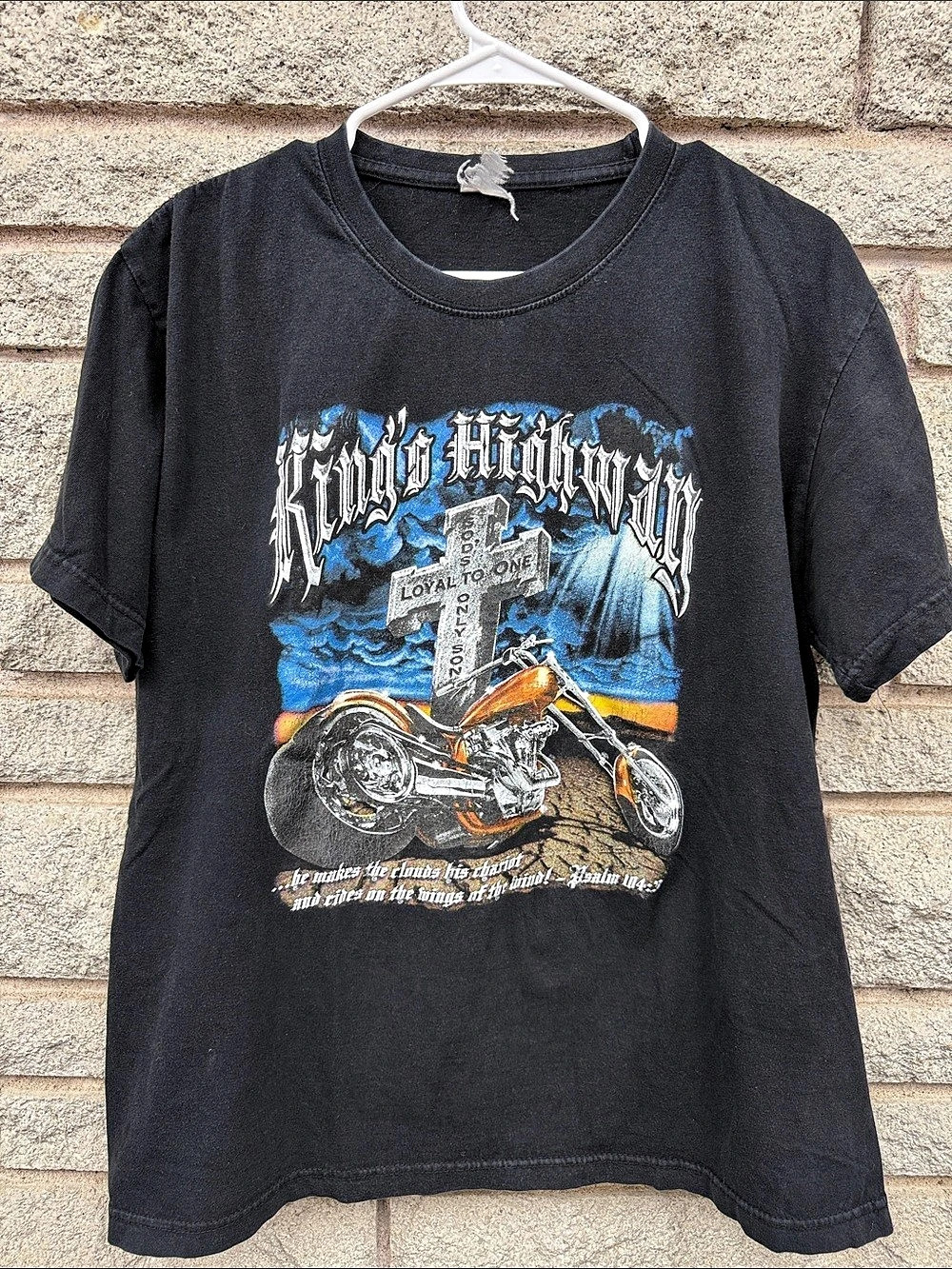 Vintage Roads Highway King Motorcycle Chopper Graphic T-Shirt Black Biker Tee